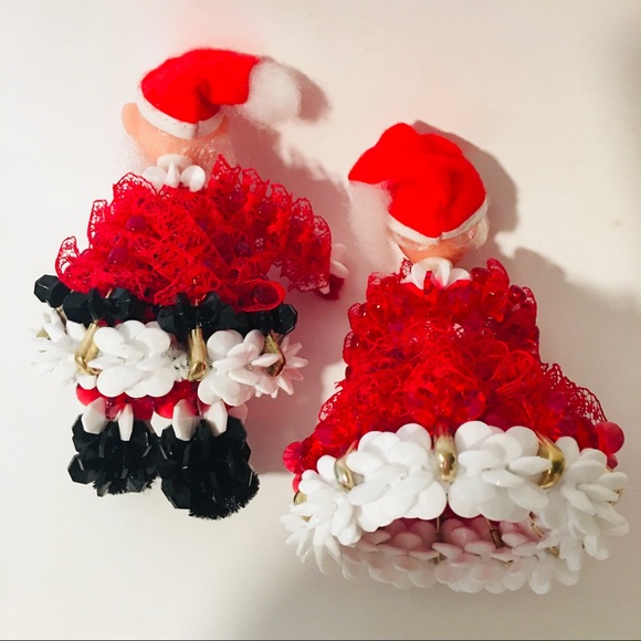 Vintage Safety Pin & Beads Santa & Mrs. Claus - Picture 3 of 3